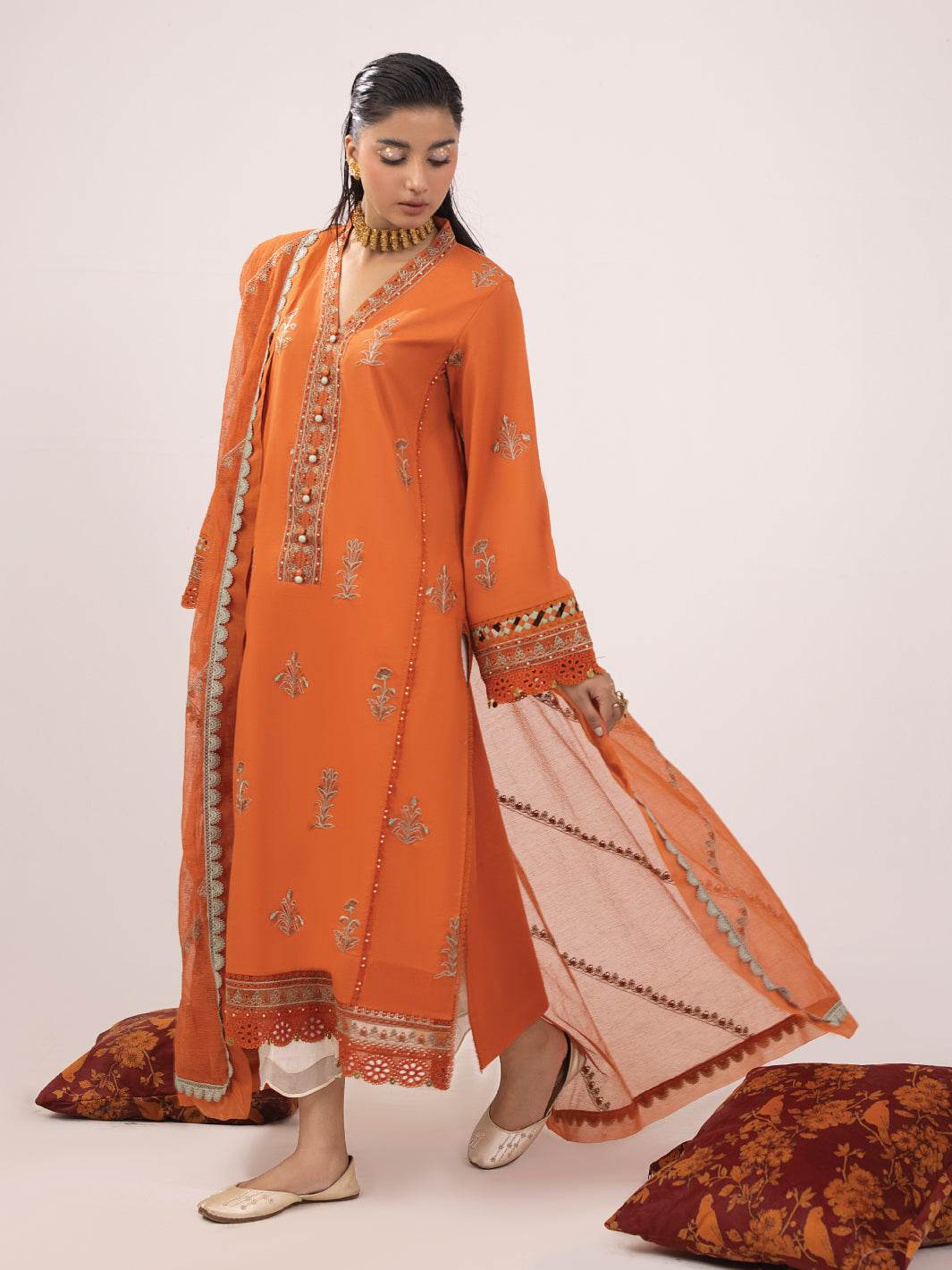 RANGEELI Digital Printed Embroidered Unstitched Lawn 3pcs - Jotey