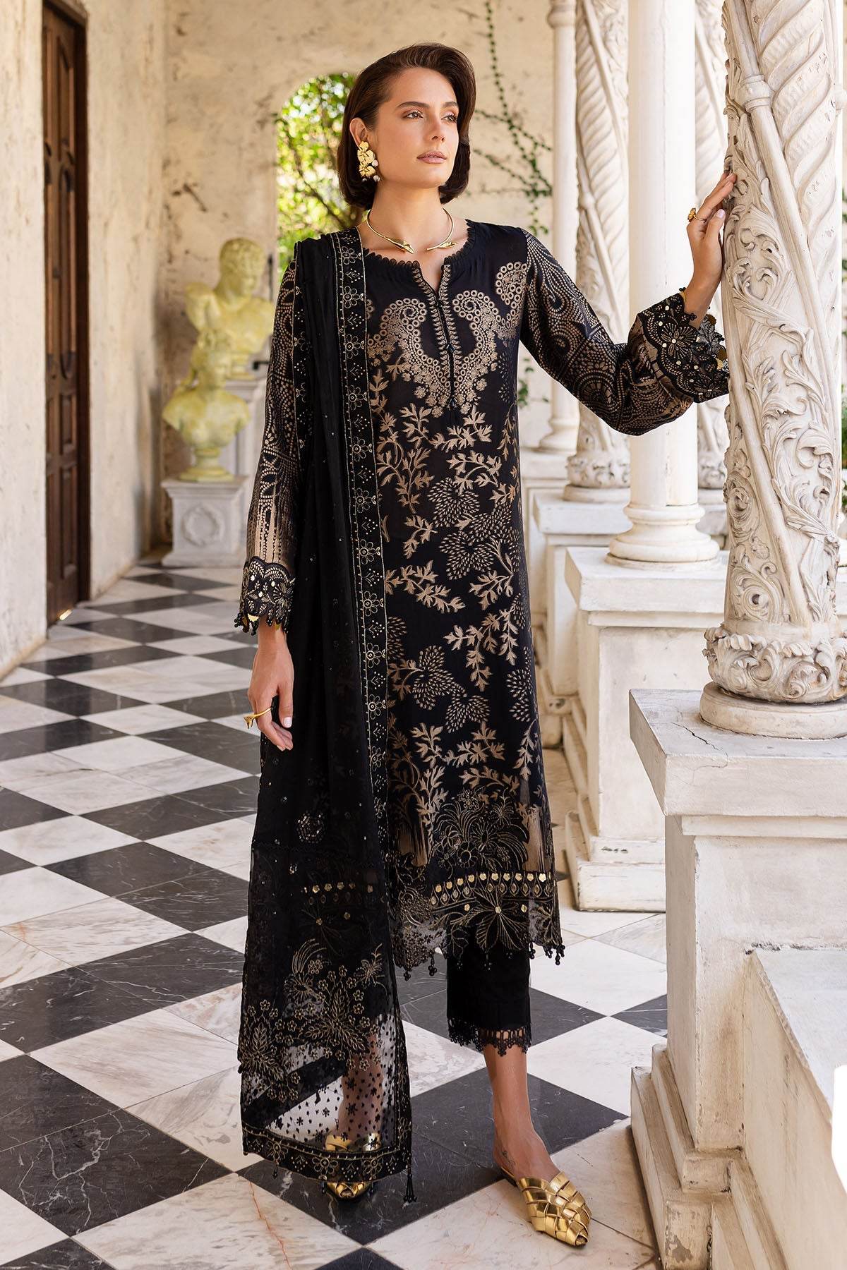 Nureh Exclusive Jacquard Unstitched Lawn 3pcs - Jotey