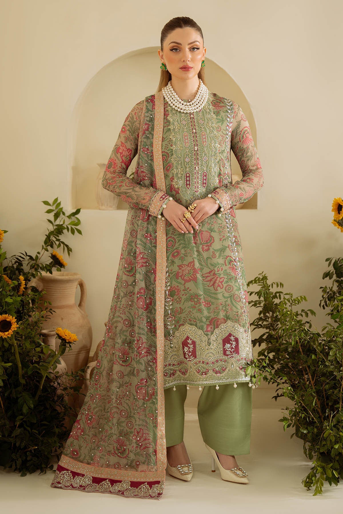 Amaya By Nureh Embroidered Luxury Chiffon Unstitched 3pcs