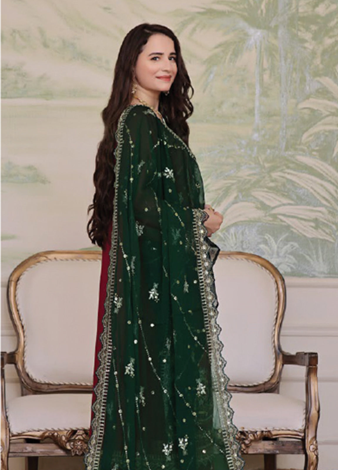 Nura Luxury Embroidered Chiffon Semi-Stitched 3pcs