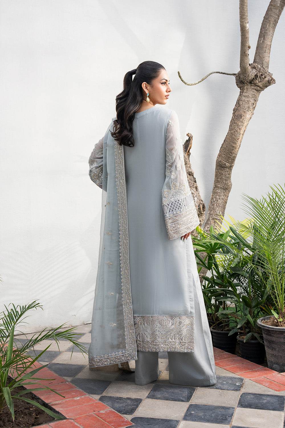 Tarz by Freesia Embroirdered Chiffon Unstitched 3 Piece - Jotey