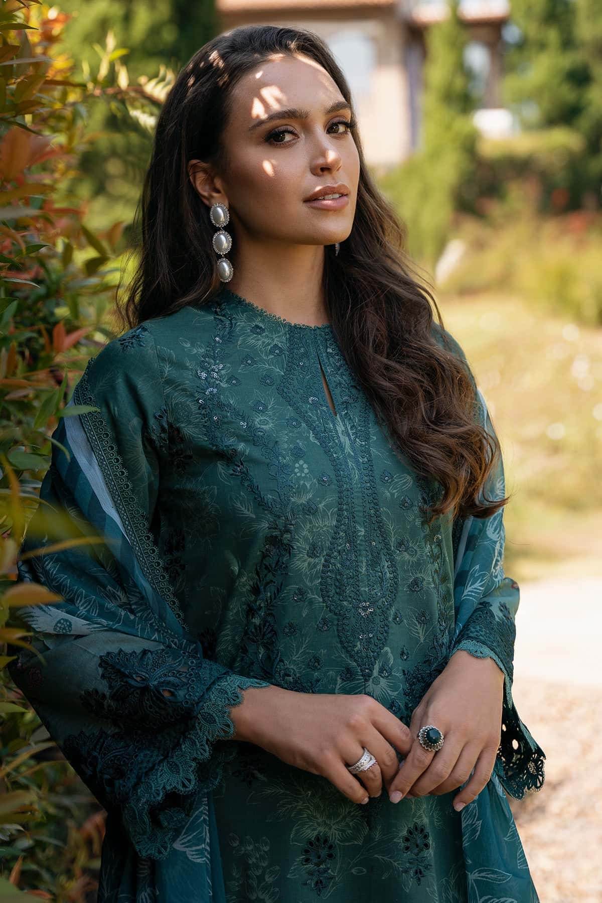 AFROZEH Damask The Holiday Edit'25 Embroidered Lawn 3pcs - Jotey