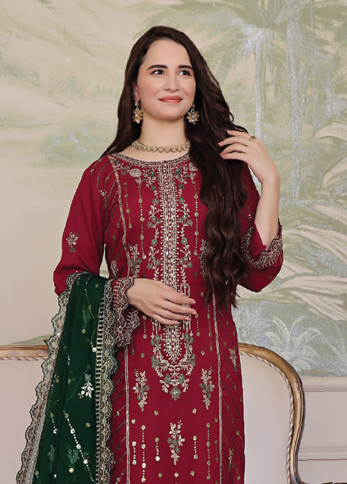 Nura Luxury Embroidered Chiffon Semi-Stitched 3pcs