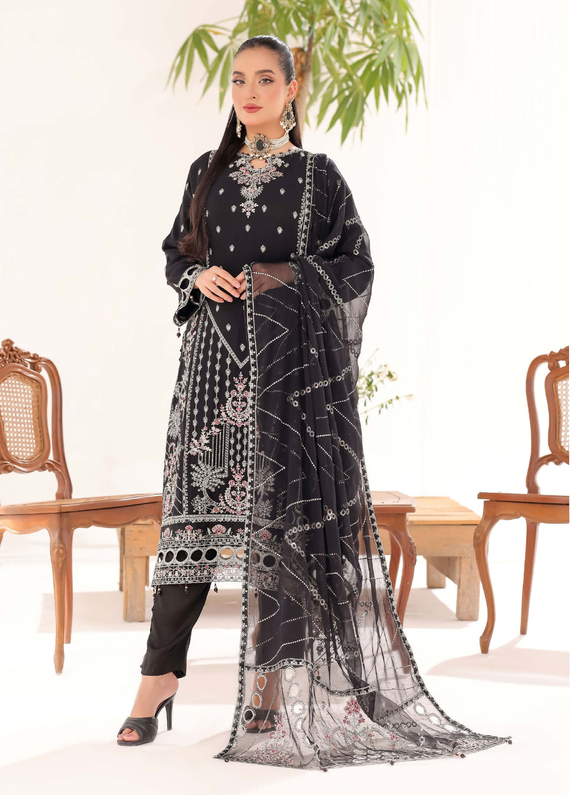 Sahiba By Bin khalid Embroidered Fancy Chiffon Unstitched Three Piece