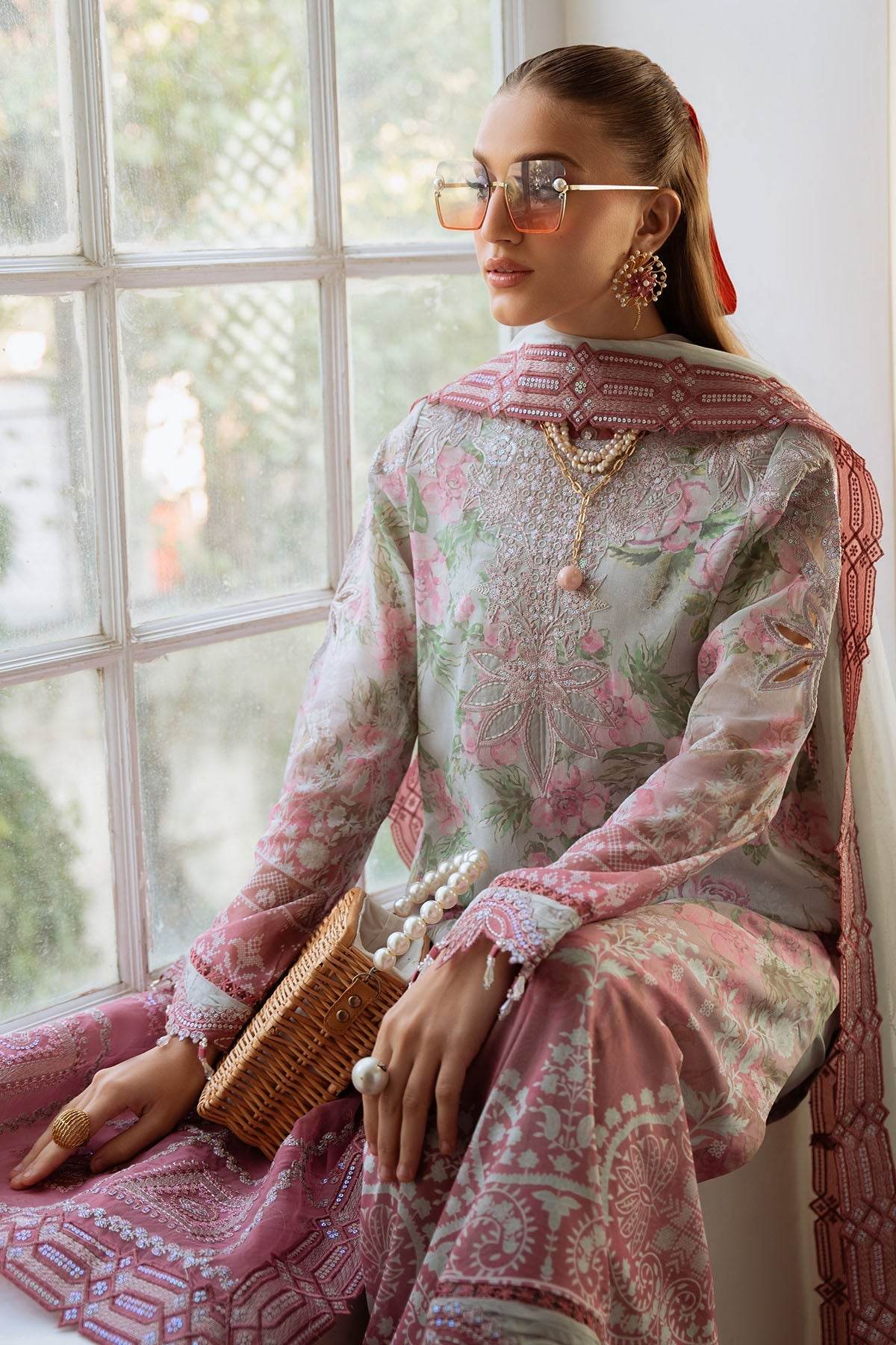 Nureh Maya Swiss Lawn Embroidered Unstitched 3pcs - Jotey