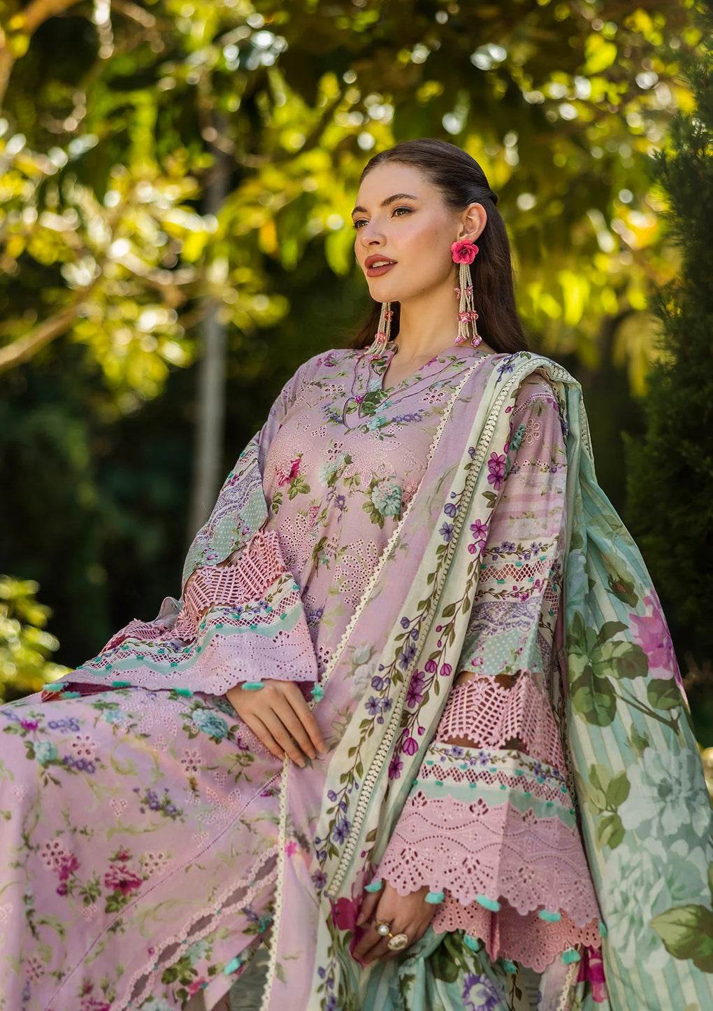 Elaf Print Chikankari Unstitched Lawn 3pcs - Jotey