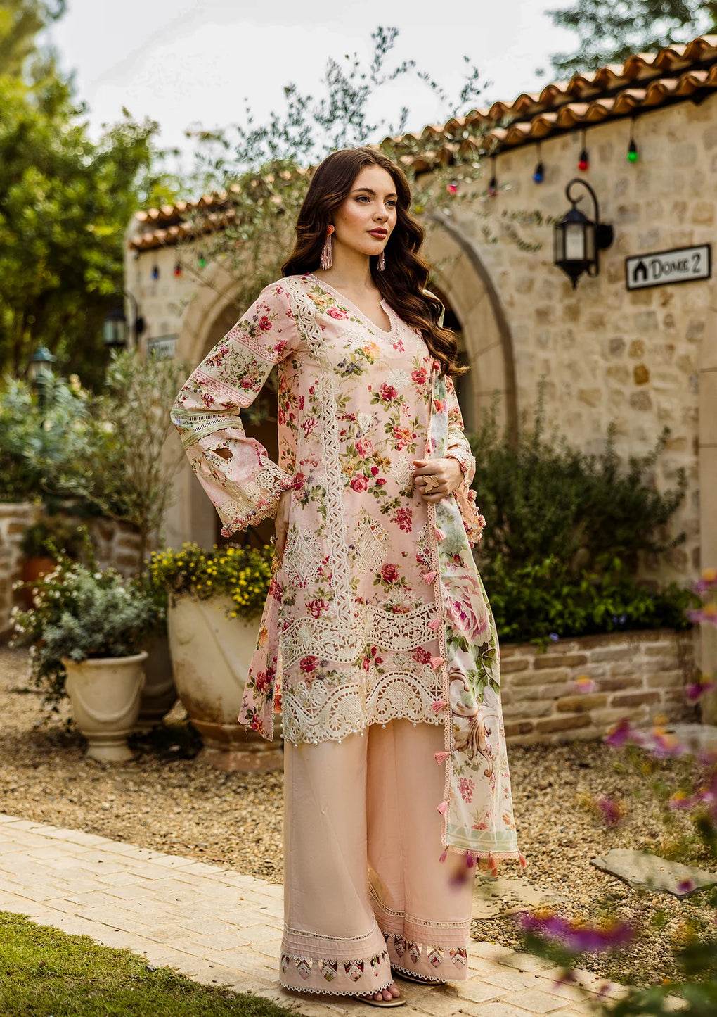 Elaf Print Chikankari Unstitched Lawn 3pcs - Jotey