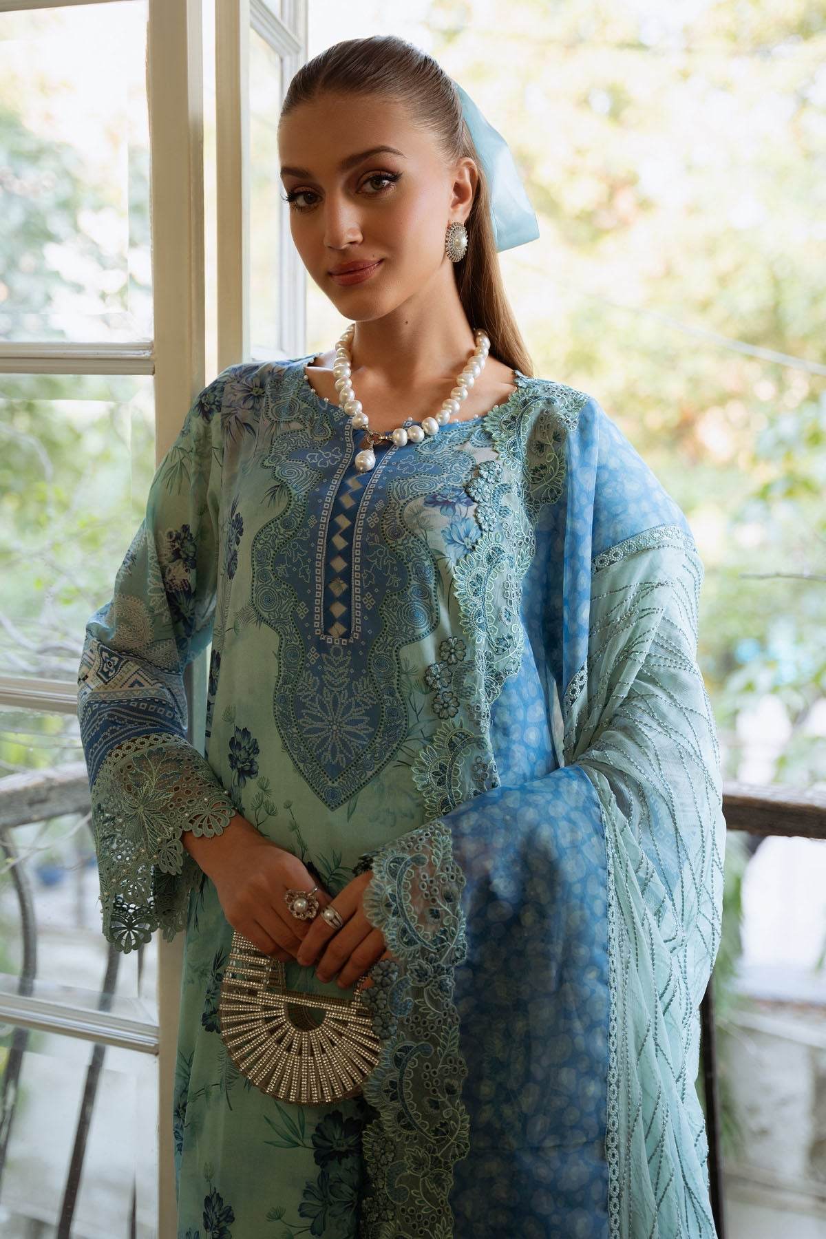 Nureh Maya Swiss Lawn Embroidered Unstitched 3pcs - Jotey