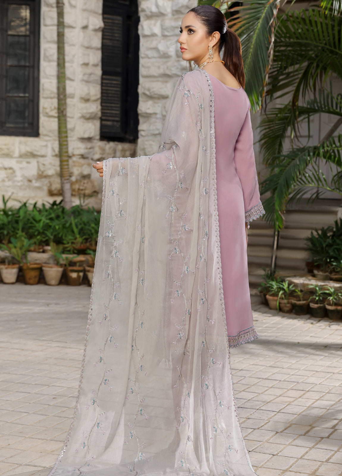 Mushk By Bin khalid Embroidered Fancy Chiffon Unstitched Three Piece
