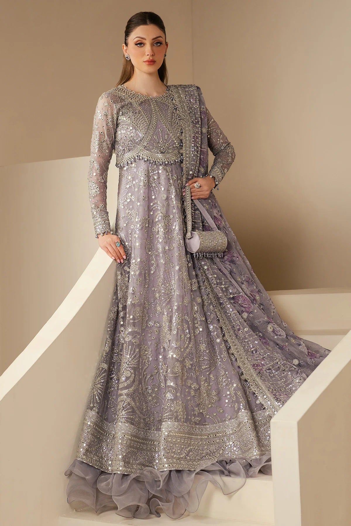 JAZMIN Wedding Formals Embroidered Chiffon Unstitched 3pcs