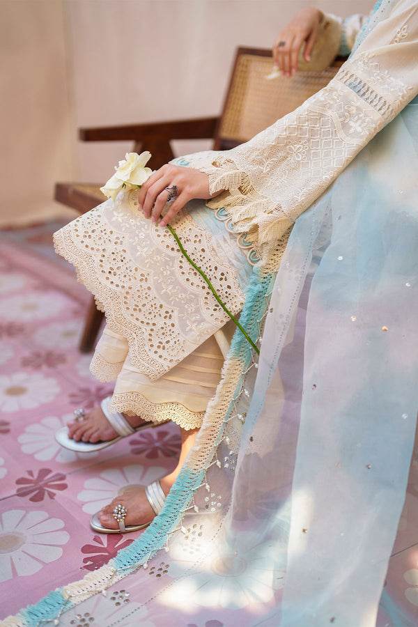 Nureh Dhoop Kinaray Embroidered Chikankari Lawn 3pcs - Jotey