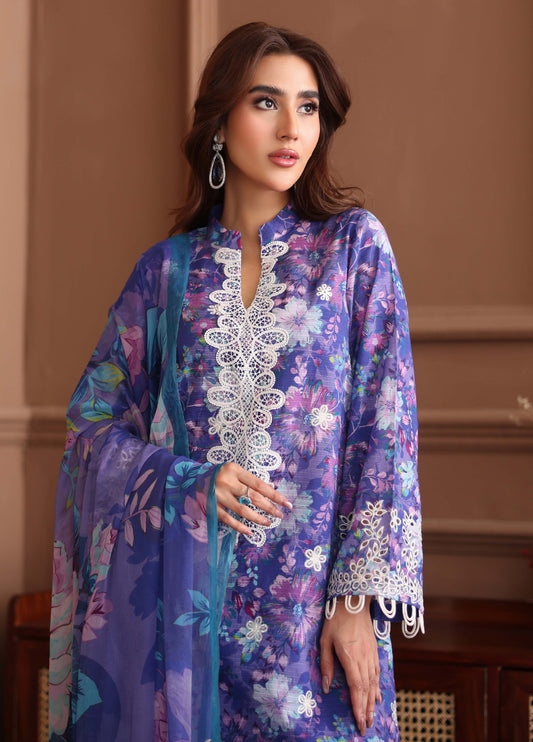 Keyaan By Johra Embroidered Chikankari Printed Bana Dora Lawn Unstitched 3Pcs