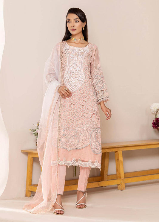 Zoya By ZA Clothes Embroidered Chiffon Semi-Stitched 3pcs - Jotey