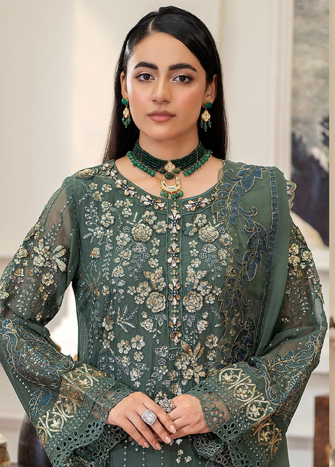 Tabassum By ZA Clothes Embroidered Chiffon Semi-Stitched 3pcs