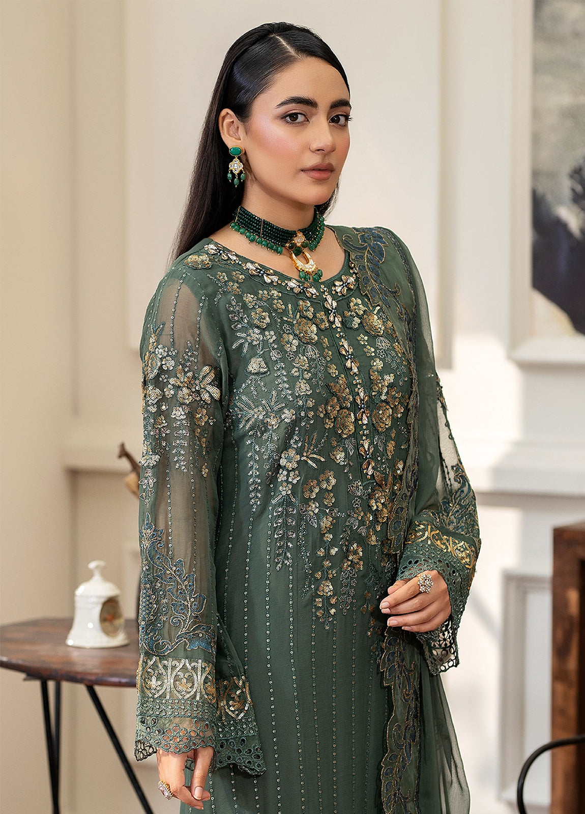 Tabassum By ZA Clothes Embroidered Chiffon Semi-Stitched 3pcs