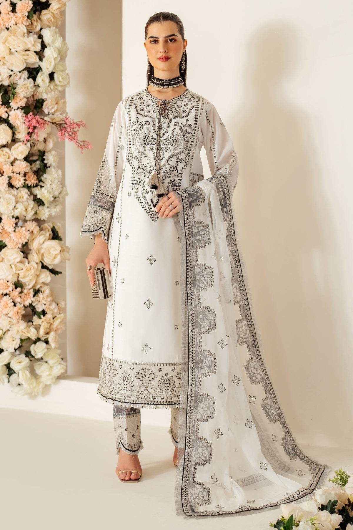 Luxe Raw Silk By Alizeh Embroidered Organza Unstitched 3pcs - Jotey