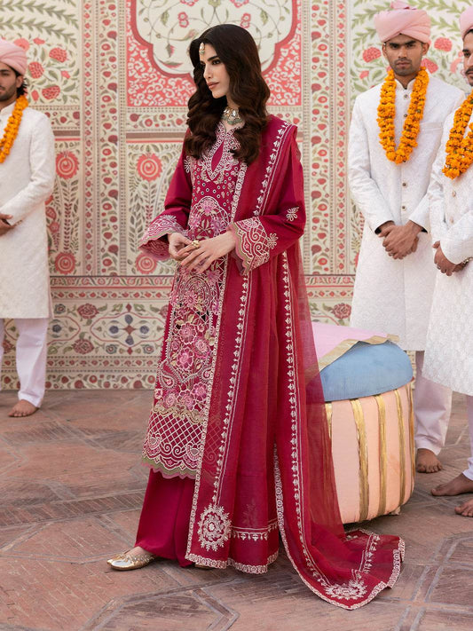 Husn Jahan By Mahnur Embroidered Luxury Lawn Unstitched 3pcs - Jotey