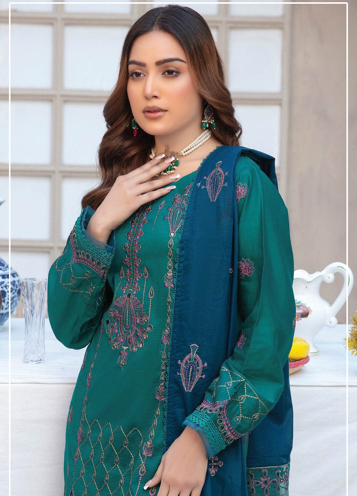 Ethnic By Anaya Hoor Embroidered Lawn Unstitched 3pcs - Jotey