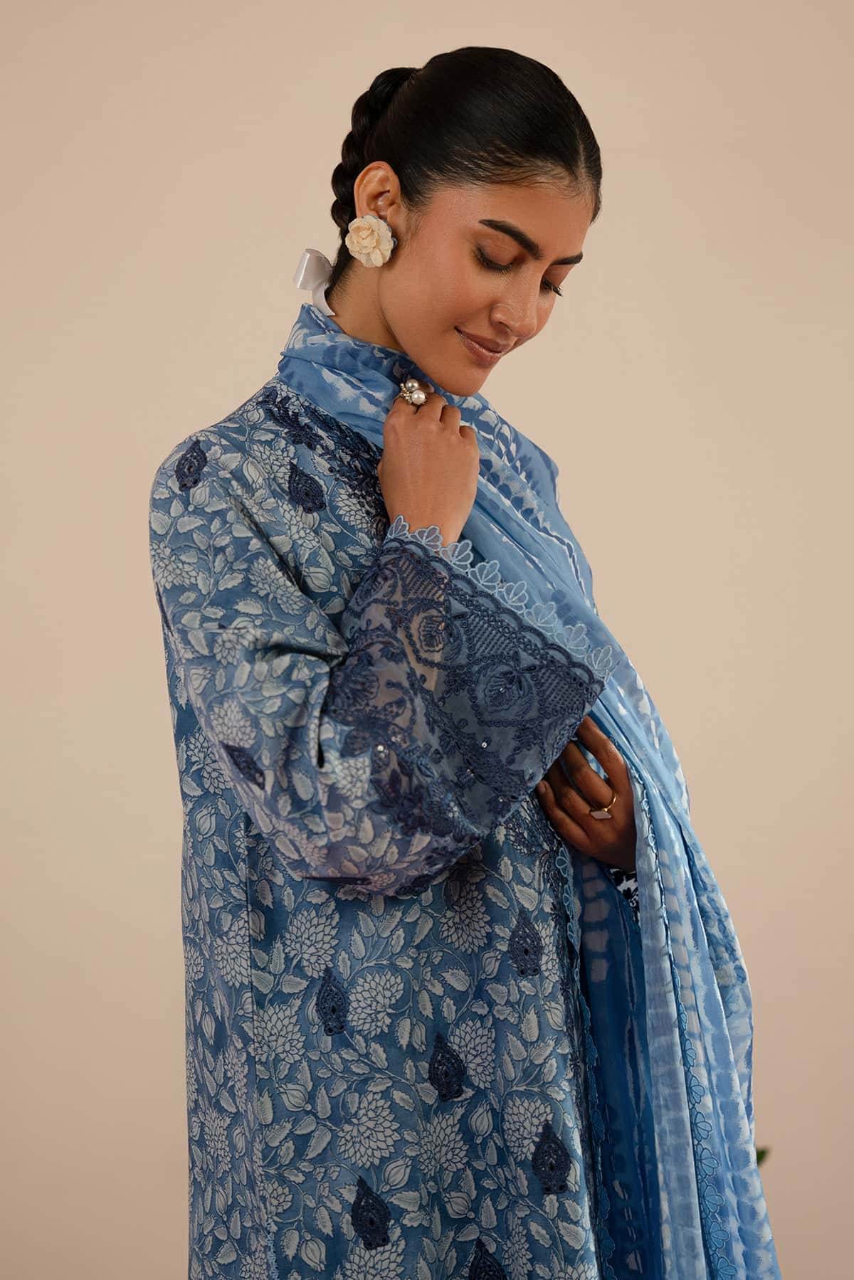 Floral Charm By Afrozeh Embroidered Lawn Unstitched 3pcs - Jotey