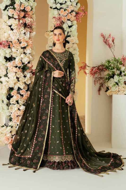 Luxe Raw Silk By Alizeh Embroidered Organza Unstitched 3pcs - Jotey