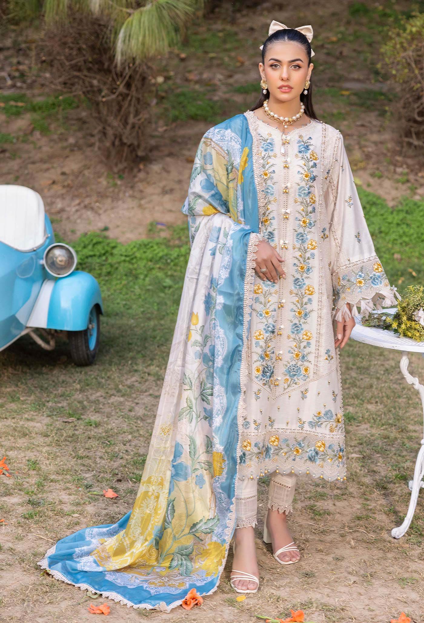 Adans Libas Gull Rukh Unstitched Lawn 3 Piece - Jotey