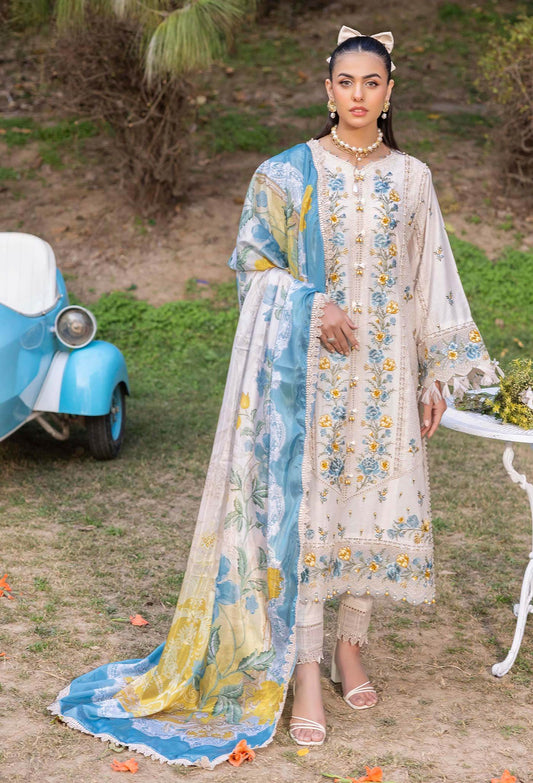 Adans Libas Gull Rukh Unstitched Lawn 3 Piece - Jotey