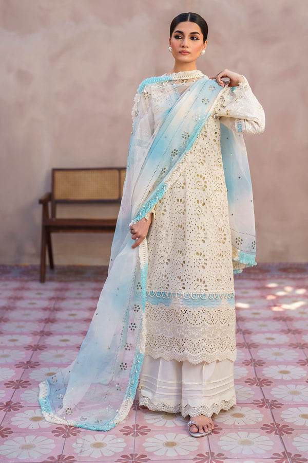 Nureh Dhoop Kinaray Embroidered Chikankari Lawn 3pcs - Jotey