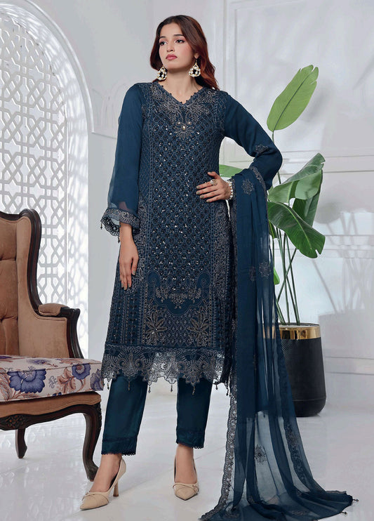 Jolie by Bin Khalid Fancy Embroidered Chiffon Semi-Stitched 3Pcs
