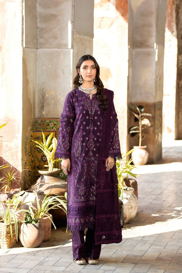 Johra Gold Swiss Voil Havy Embroidered Lawn Unstitched 3Pcs
