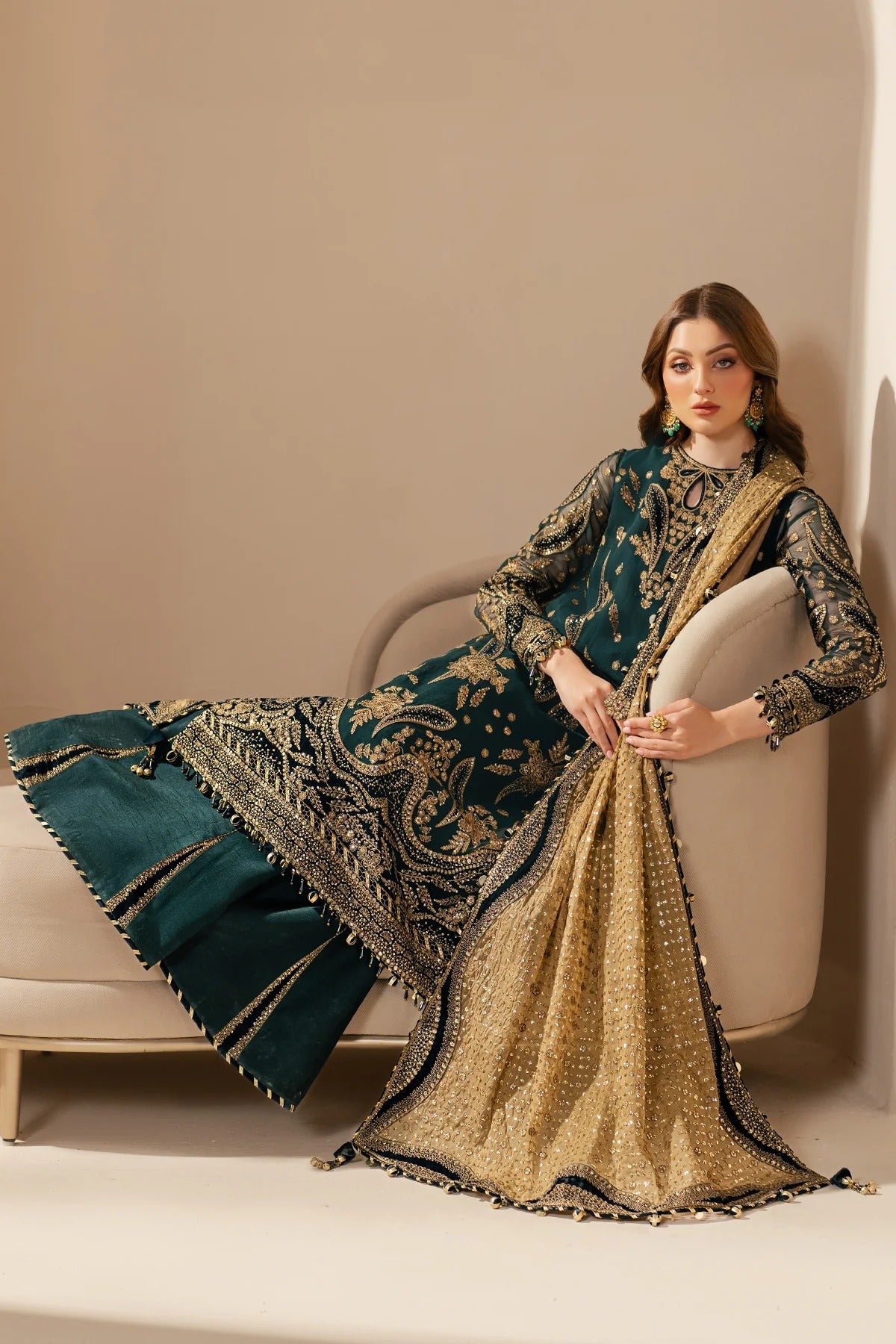 JAZMIN Wedding Formals Embroidered Chiffon Unstitched 3pcs