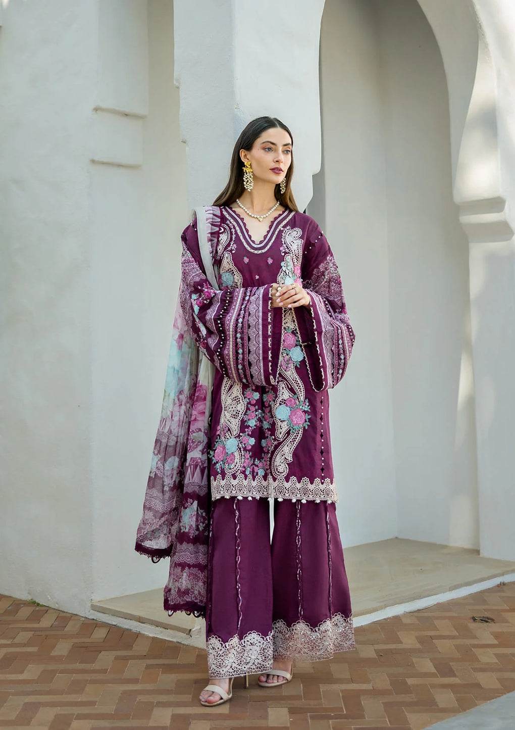 Elaf Premium Signature Embroidered Lawn Unstitched 3pcs - Jotey