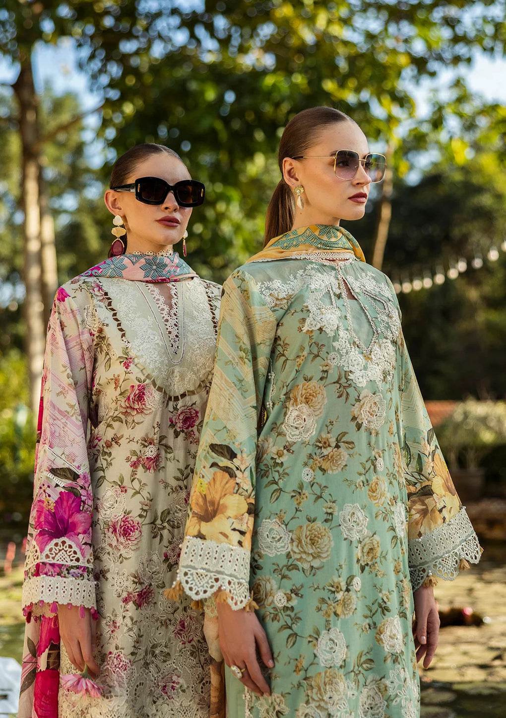 Elaf Print Chikankari Unstitched Lawn 3pcs - Jotey