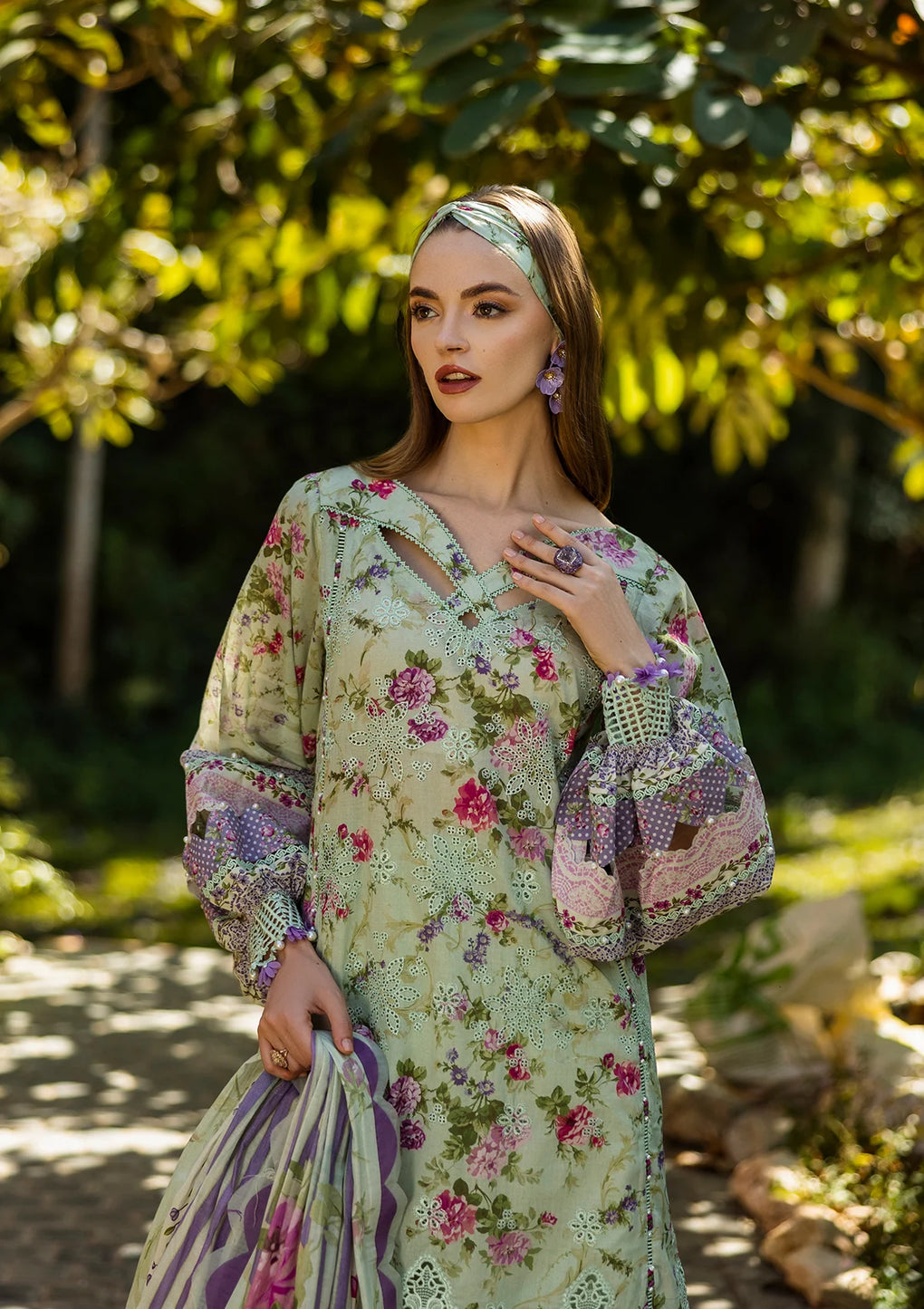 Elaf Print Chikankari Unstitched Lawn 3pcs