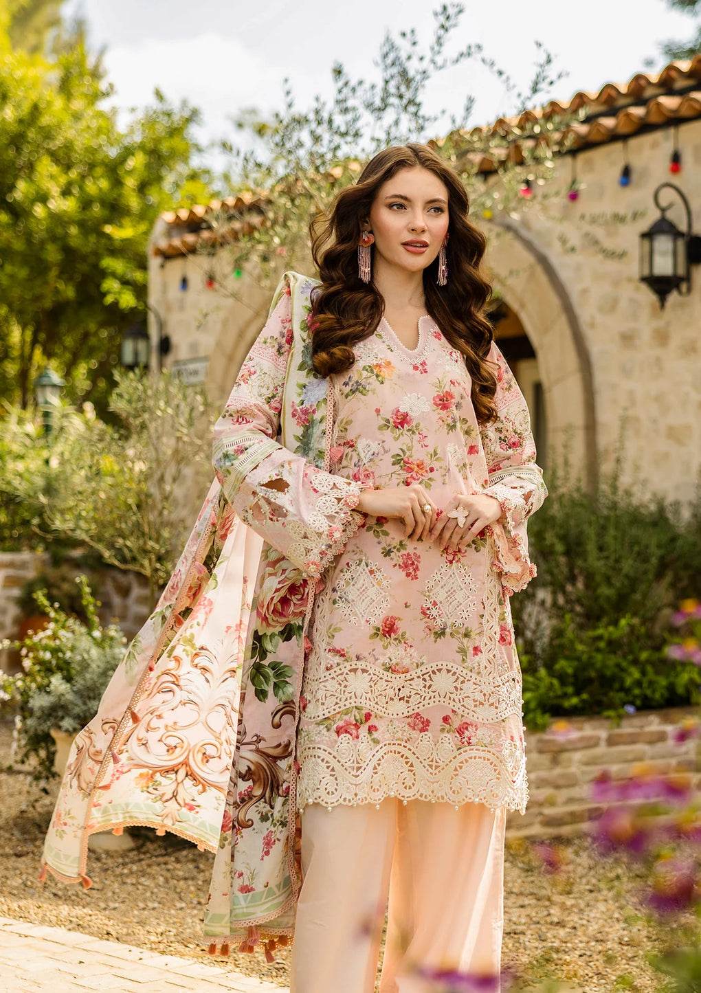 Elaf Print Chikankari Unstitched Lawn 3pcs - Jotey