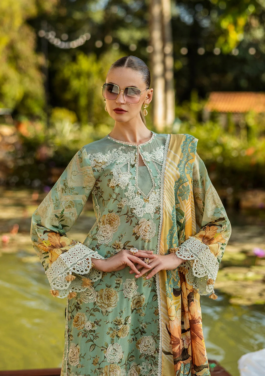 Elaf Print Chikankari Unstitched Lawn 3pcs