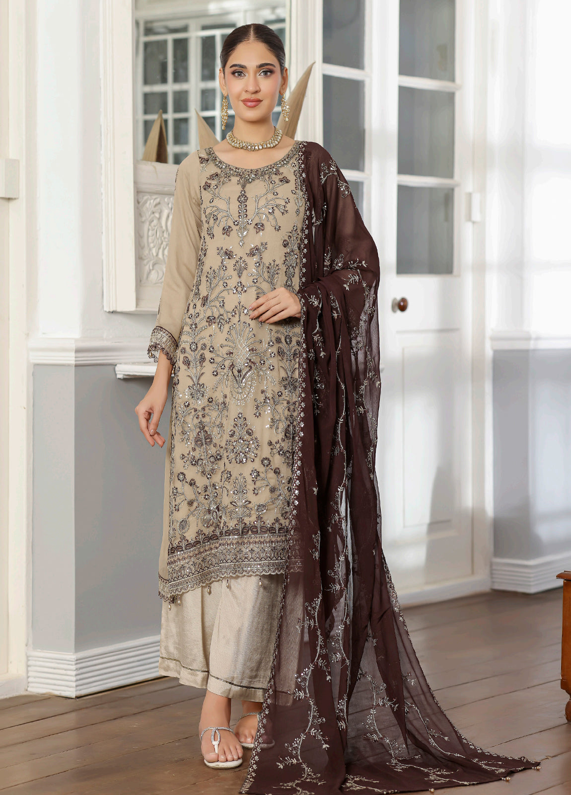 Rang Rasiya By Bin khalid Embroidered Fancy Chiffon Unstitched Three Piece