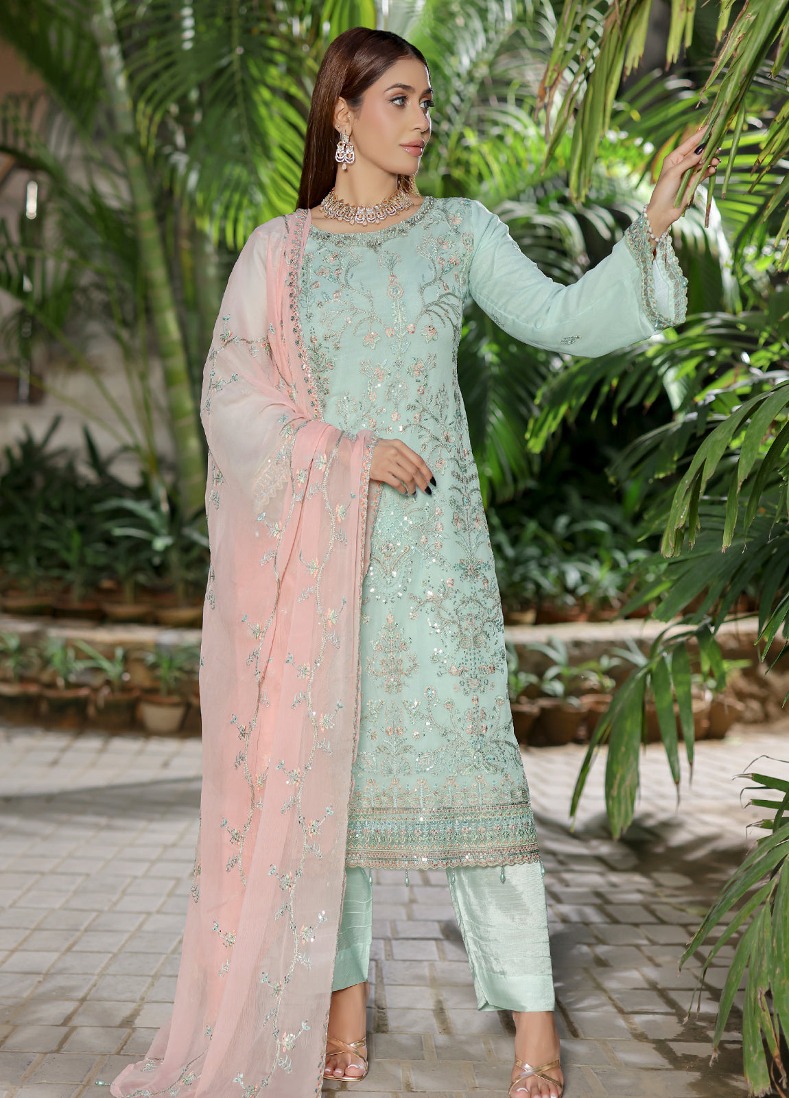 Mushk By Bin khalid Embroidered Fancy Chiffon Unstitched Three Piece
