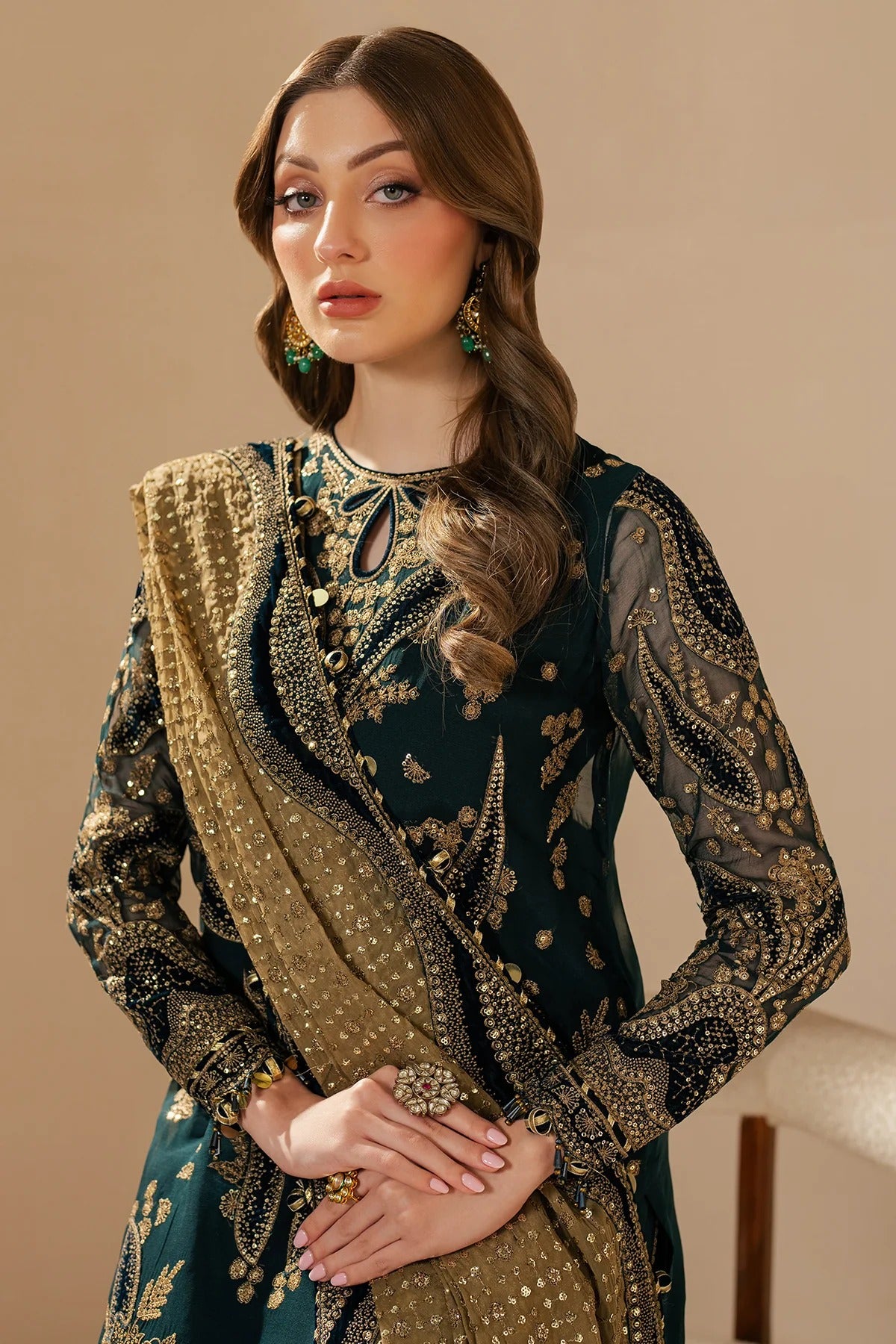 JAZMIN Wedding Formals Embroidered Chiffon Unstitched 3pcs
