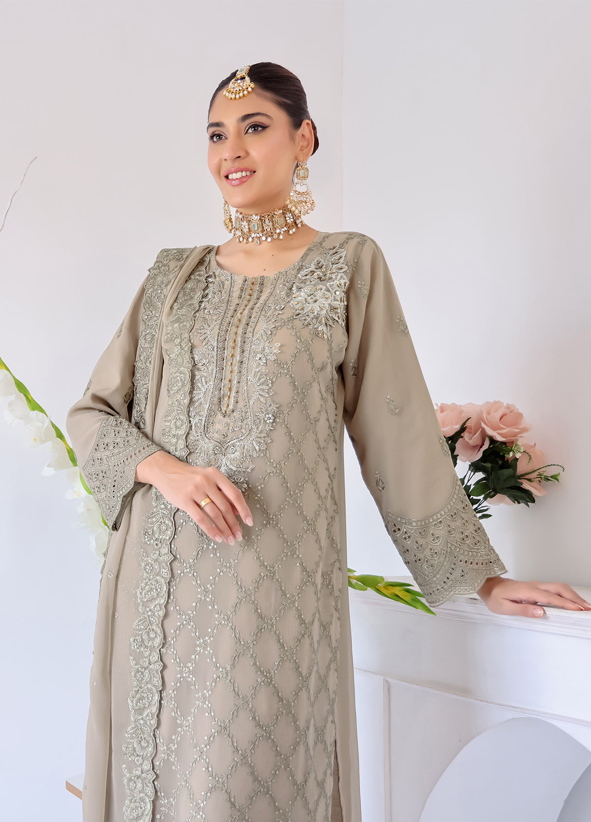Zahikah By Bin Hameed Luxury Embroidered Chiffon Untitched 3pcs