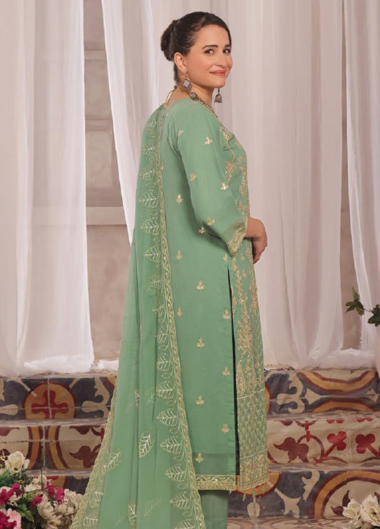 Nura Luxury Embroidered Chiffon Semi-Stitched 3pcs