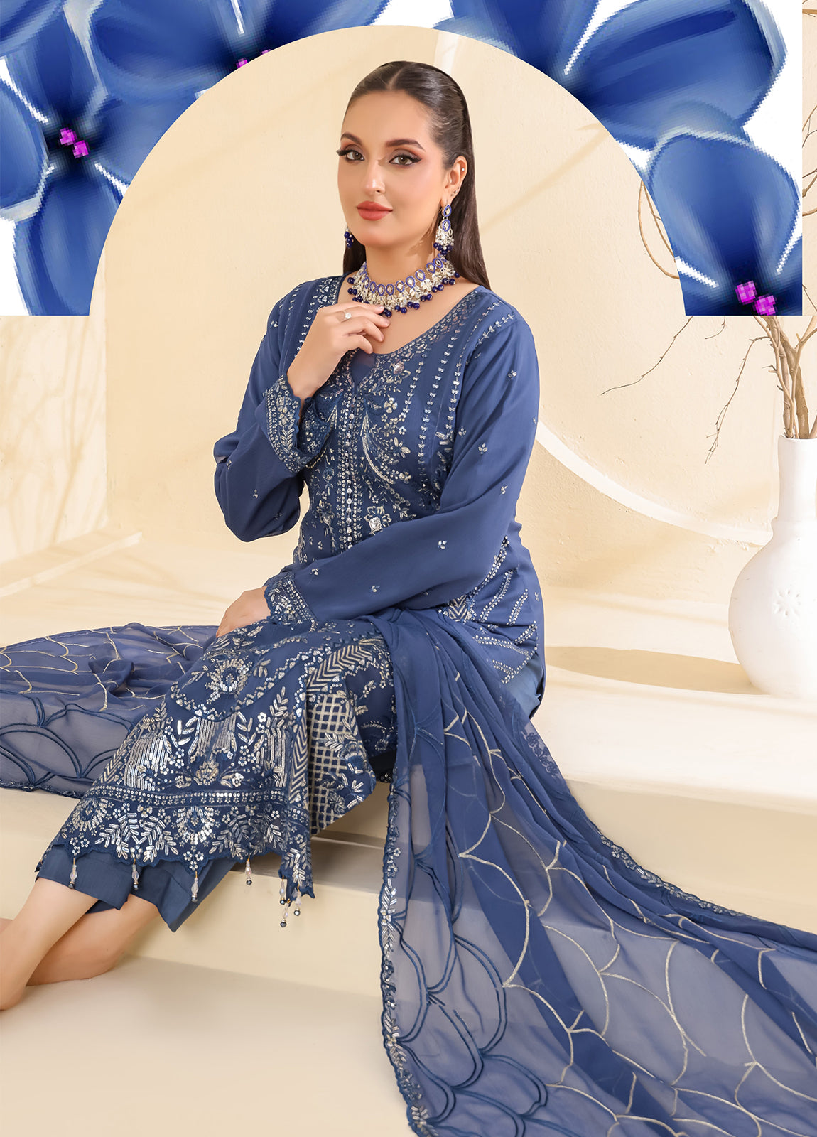 Raise By Bin Hameed Luxury Embroidered Chiffon Unstitched 3 Piece