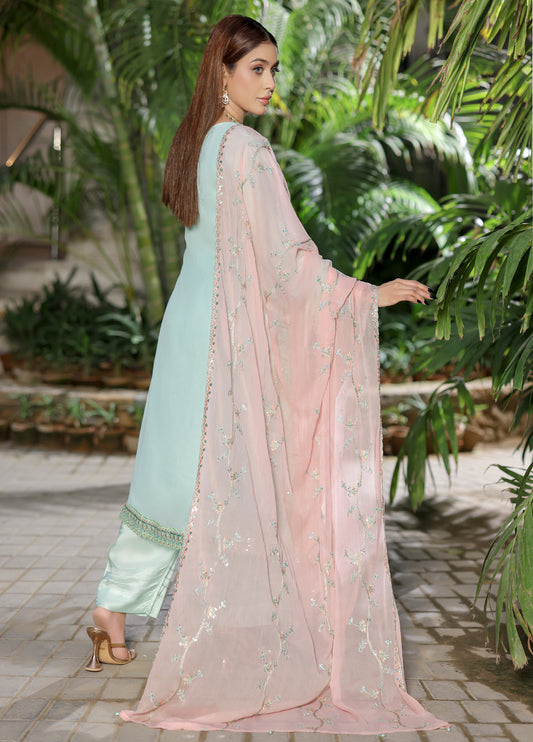 Mushk By Bin khalid Embroidered Fancy Chiffon Unstitched Three Piece
