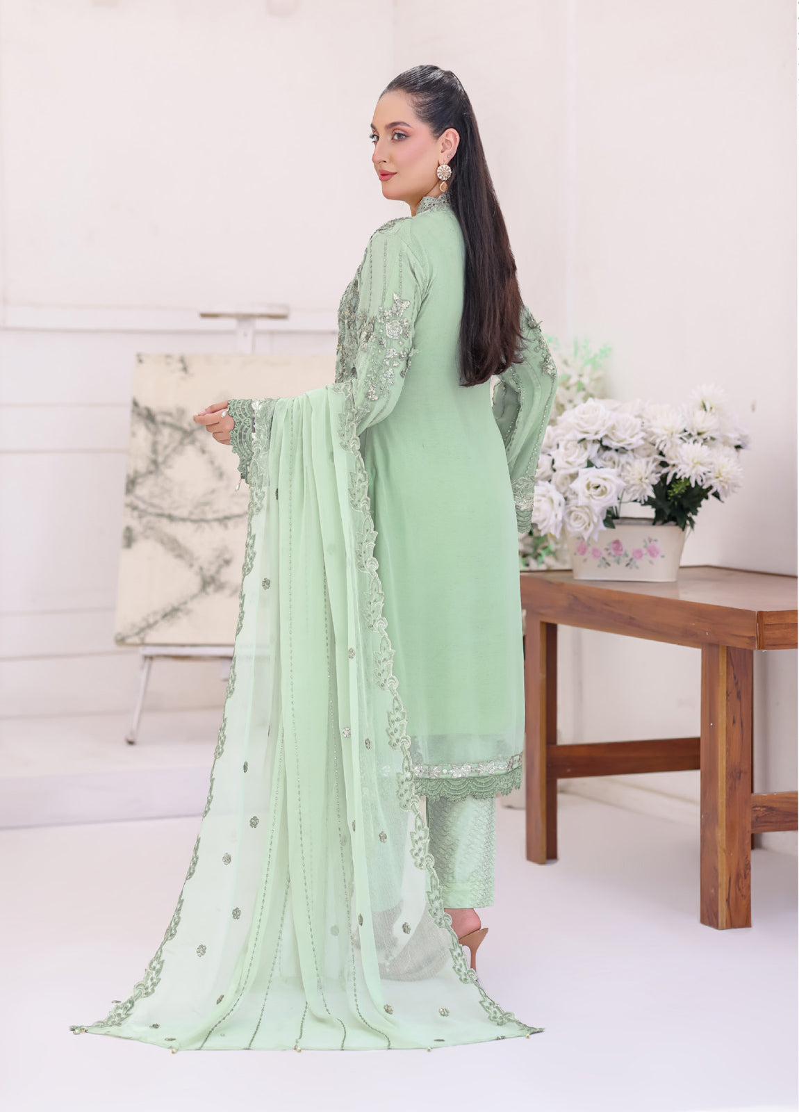 Ghungroo By Bin khalid Embroidered Chiffon Unstitched Three Piece