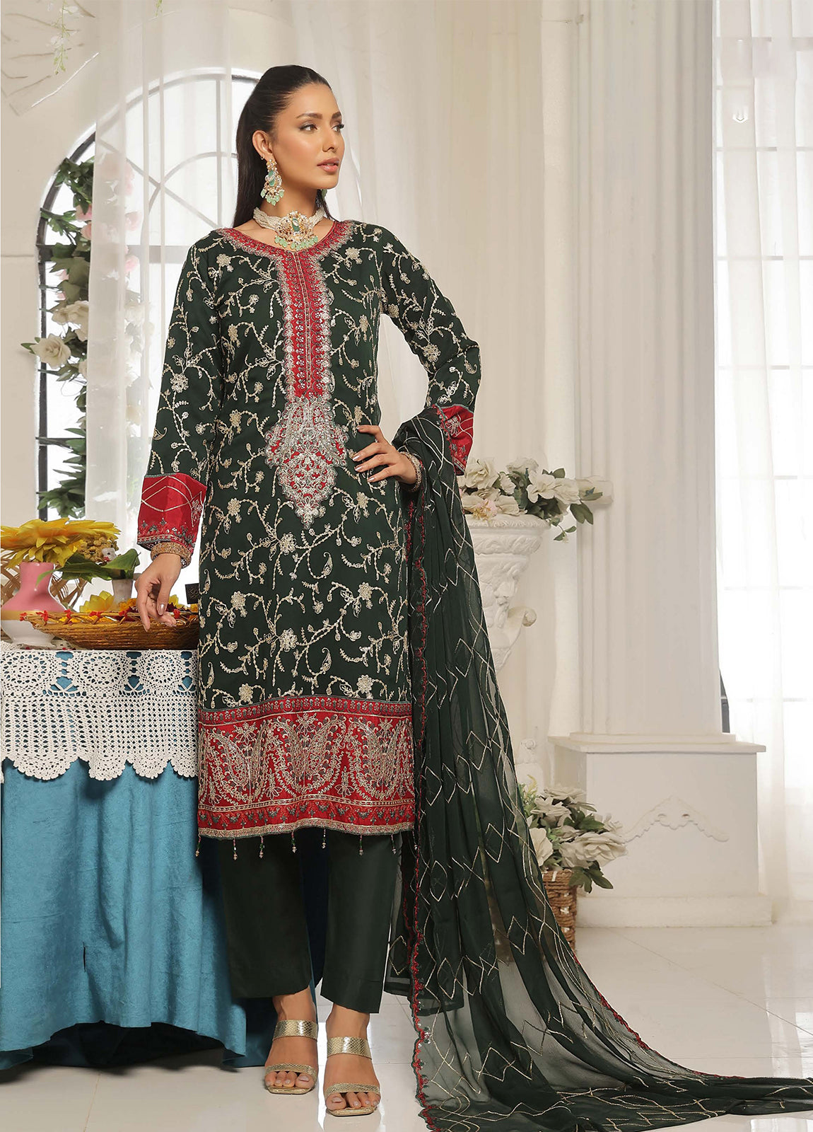 Darshan By Bin Hameed Luxury Embroidered Chiffon Semi-Stitched 3 Piece