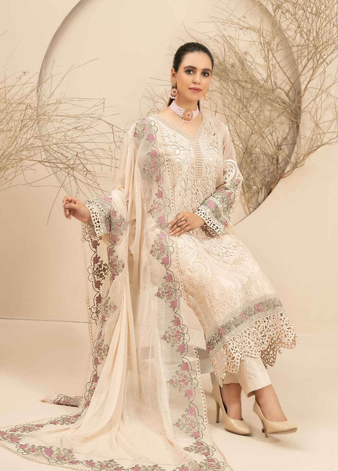 Dilaab By Tawakkal Embroidered Semi Stitched 3pcs - Jotey