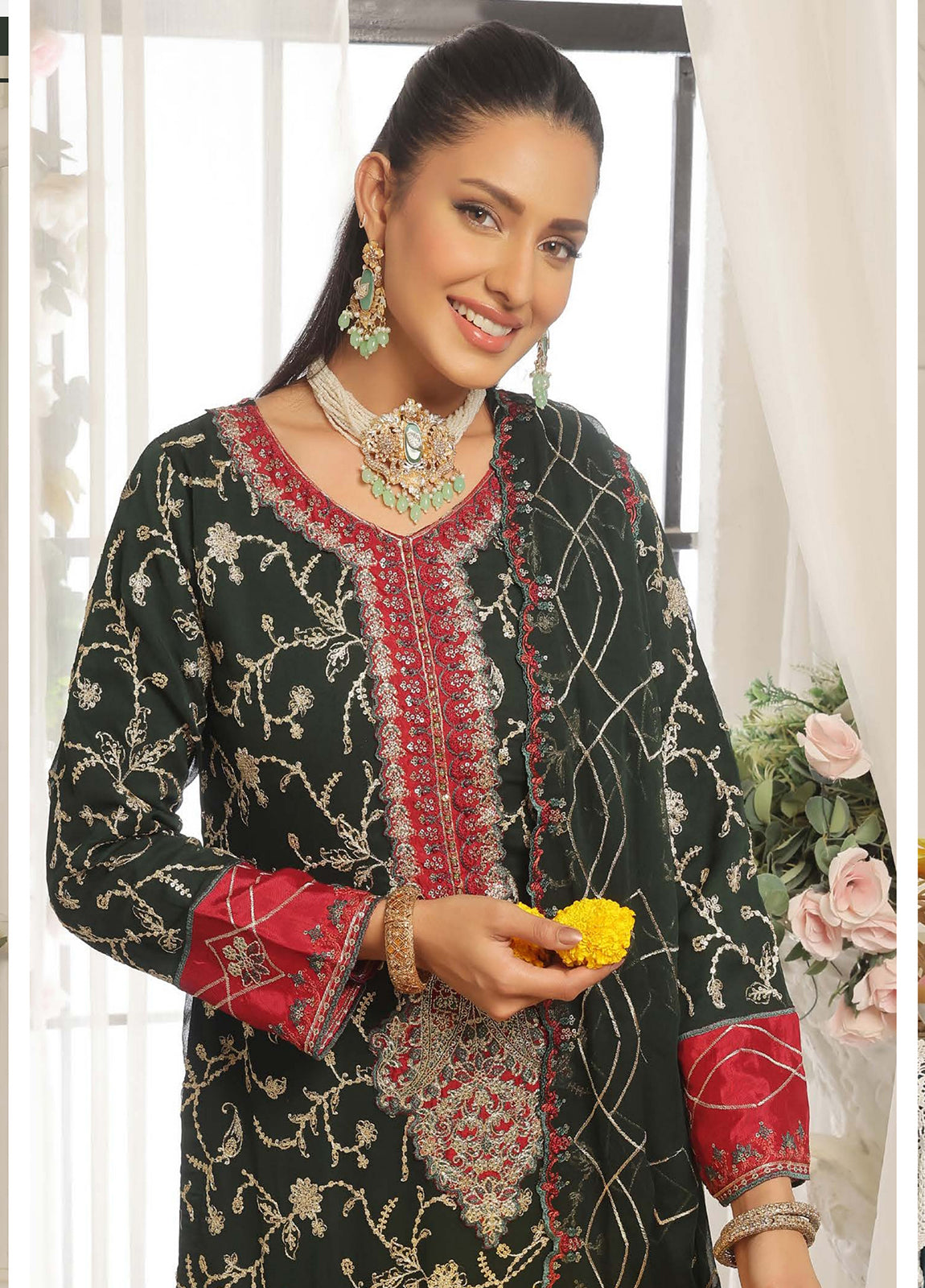 Darshan By Bin Hameed Luxury Embroidered Chiffon Semi-Stitched 3 Piece