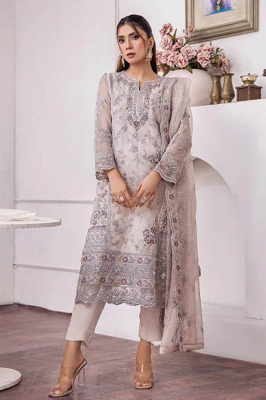 ZA Clothes MUZAYYAN Embroidered Organza Ready to wear 3pcs - Jotey