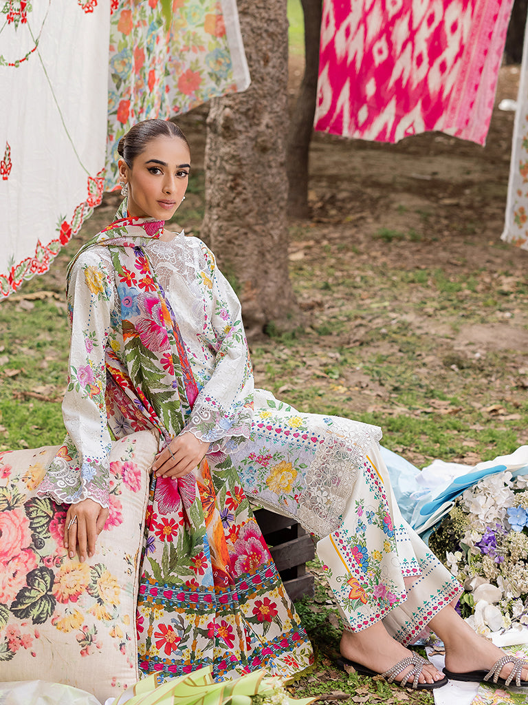 RAJBARI Printkari Sehiffli Exclusive Embroidered Unstitched 3pcs