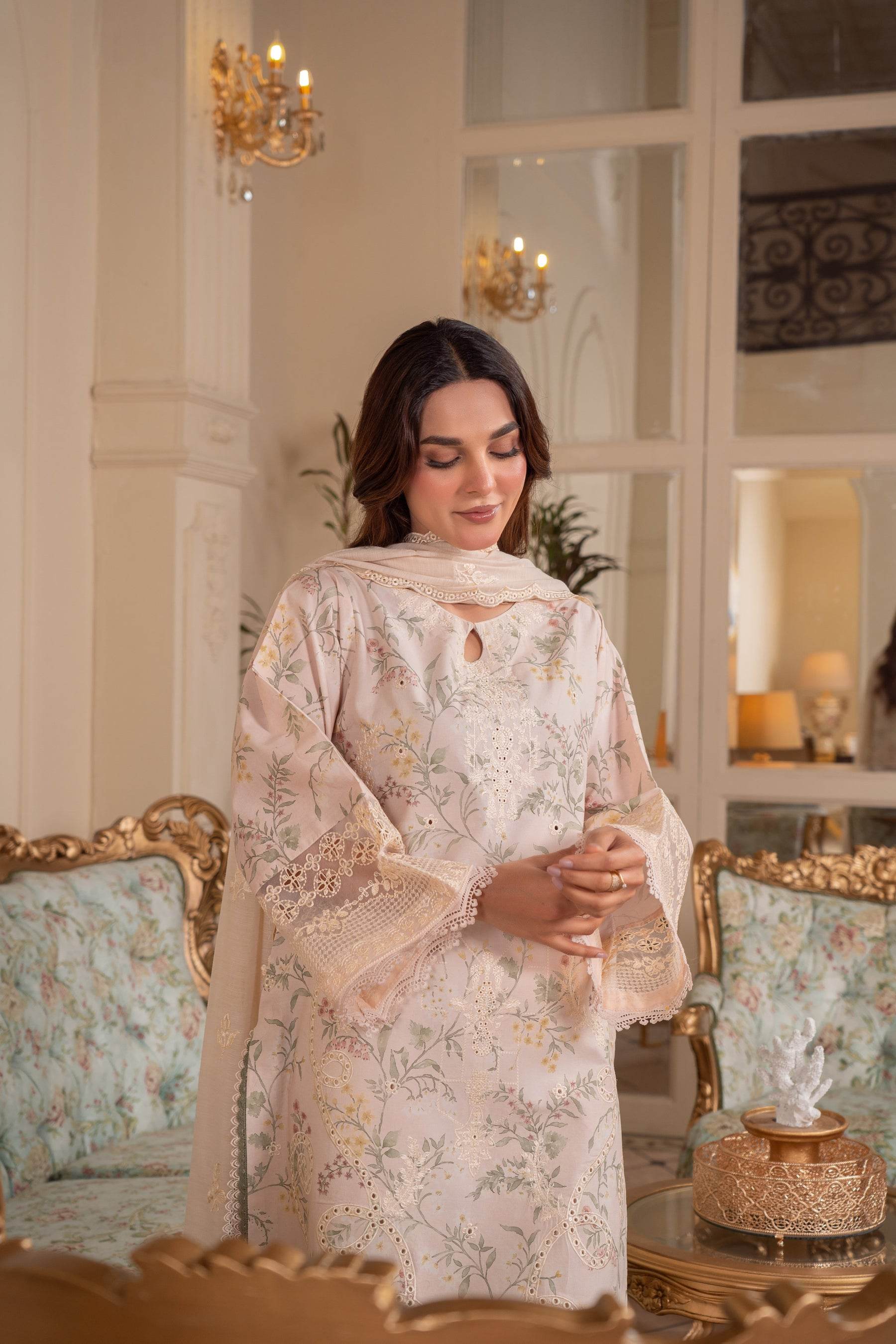 Atiya Irfan Preet Vol-02 Embroidered Unstitched Lawn 3pcs - Jotey