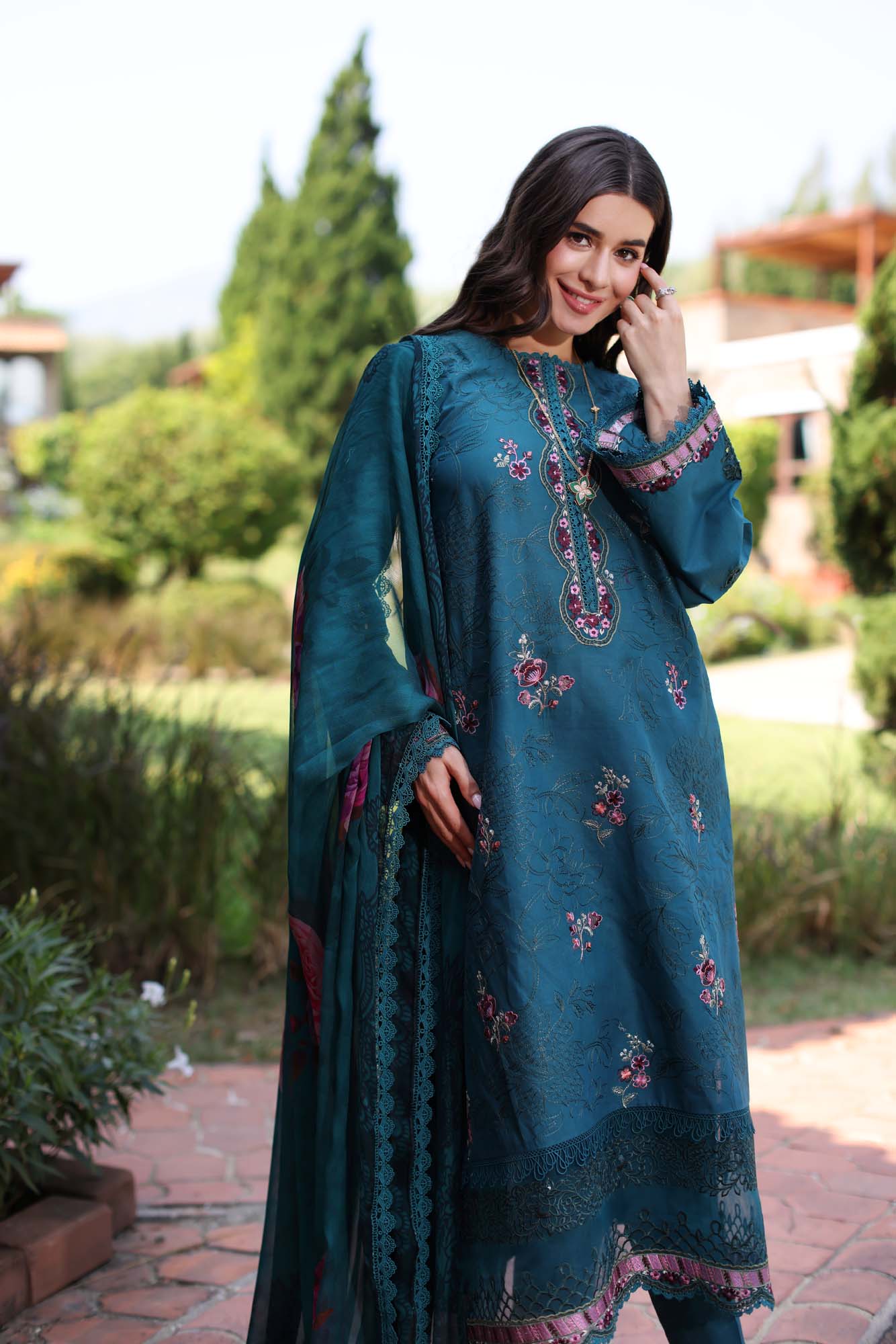 Noor By Saadia Asad Eid Luxe Printkari Embroidered Lawn Unstitched 3pcs